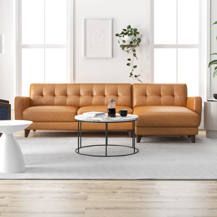 Willa Arlo Interiors Casteel 2 Piece Leather Sectional Reviews